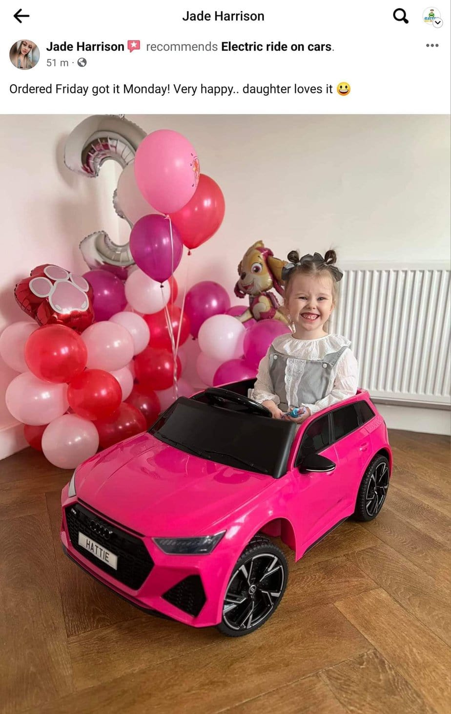 Kids riding an Audi RS6 electric ride-on sports car with MP4 TV feature, showcasing realistic design and vibrant colors.