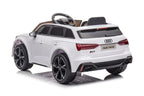 Red Audi RS6 kids ride-on sports car with remote control and built-in MP4 TV, designed for children to enjoy outdoor play.