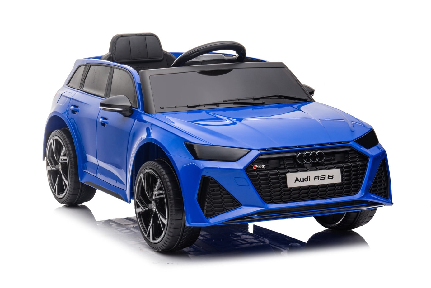 Blue Audi RS6 kids ride-on sports car by Electric Ride On Cars, featuring MP4 TV for boys.
