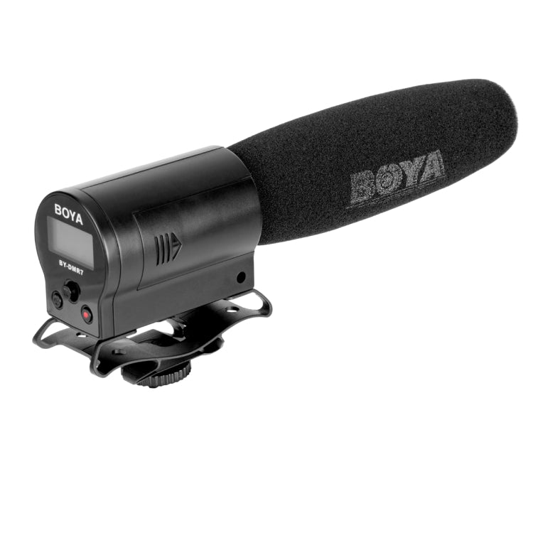 BOYA BY-DMR7 Shotgun Condenser Broadcast Microphone with LCD Display & Integrated Flash Recorder for Canon / Nikon / Sony DSLR Cameras and Video Cameras, BY-DMR7 - TOYFACTORY