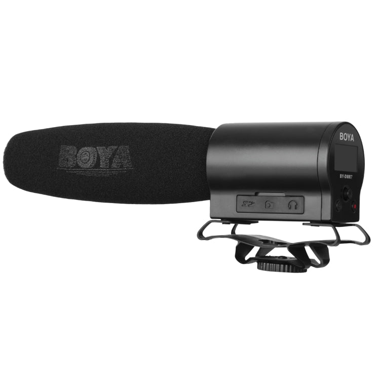 BOYA BY-DMR7 Shotgun Condenser Broadcast Microphone with LCD Display & Integrated Flash Recorder for Canon / Nikon / Sony DSLR Cameras and Video Cameras, BY-DMR7 - TOYFACTORY