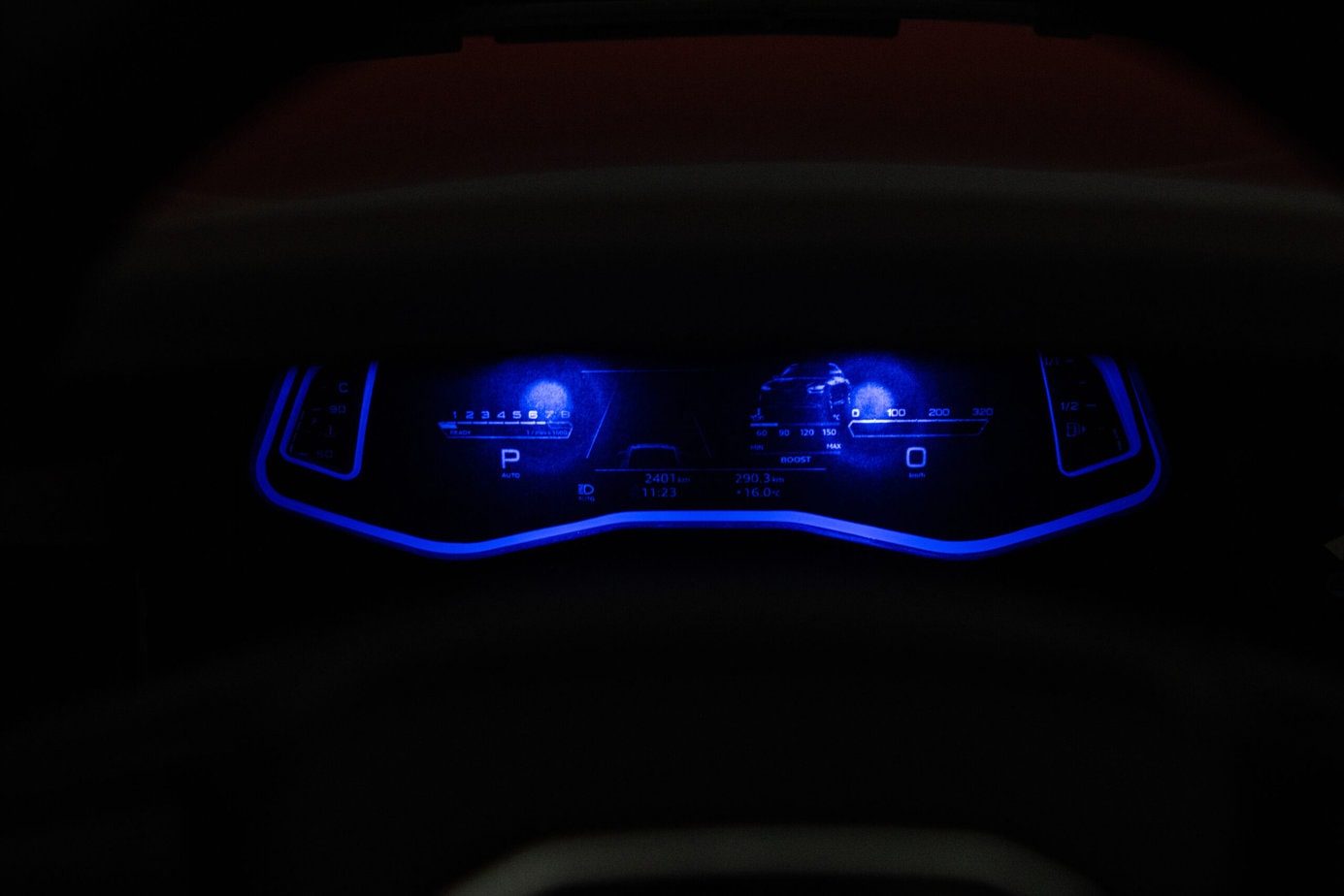 Kids riding an Electric Ride On Cars Audi RS6 sports car with MP4 TV feature, showcasing a detailed red and black children's ride-on vehicle.