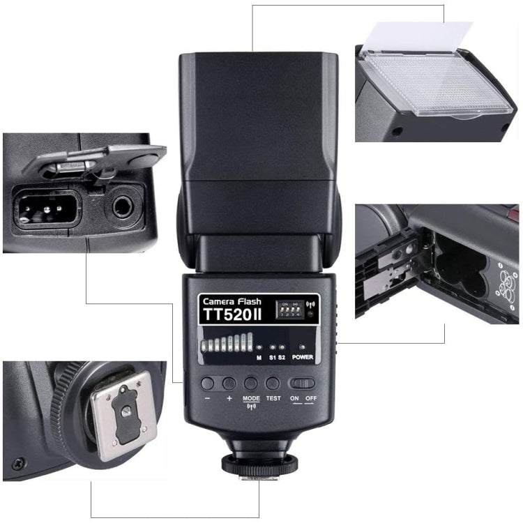 Godox TT520II 433MHZ Wireless 1/300s-1/2000s HSS Flash Speedlite Camera Top Fill Light for Canon / Nikon DSLR Cameras, TT520II - TOYFACTORY