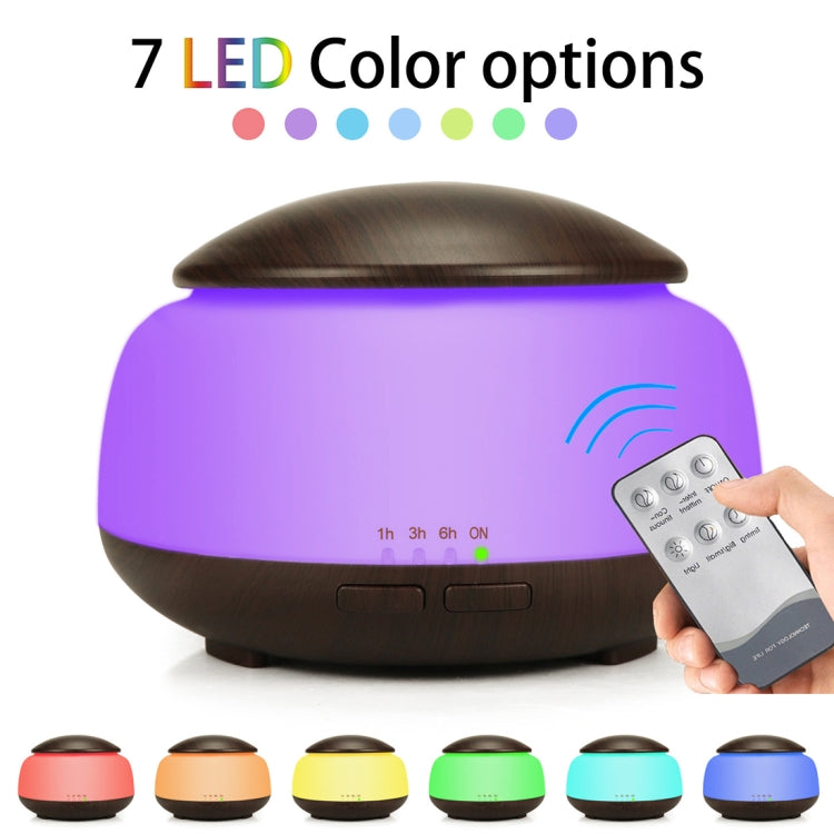 Wood Grain Humidifier Air Purifier Ultrasonic Atomization Household Aromatherapy Machine with Colorful LED Light Automatic Alcohol Sprayer, Plug Specification:UK Plug(Dark Brown)