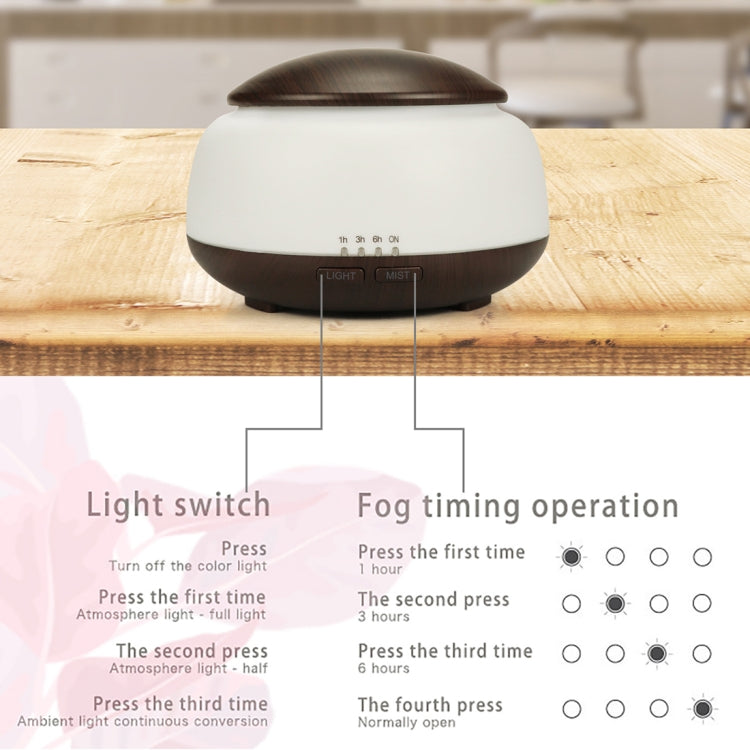 Wood Grain Humidifier Air Purifier Ultrasonic Atomization Household Aromatherapy Machine with Colorful LED Light Automatic Alcohol Sprayer, Plug Specification:UK Plug(Dark Brown)