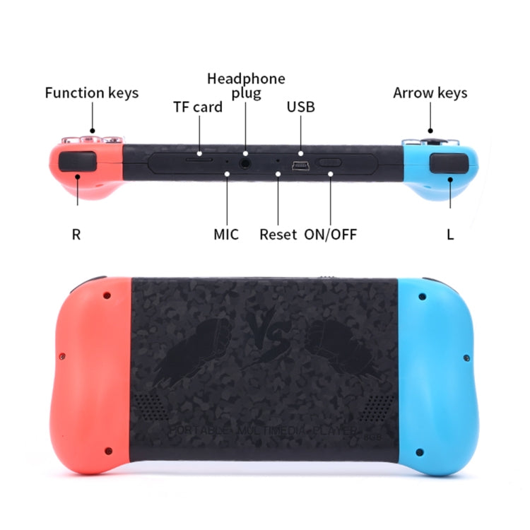 X50 5.1 inch Screen Handheld Retro Game Console 8G Memory with 6000+ Games, X50 / Black, X50 / Red+Blue - TOYFACTORY