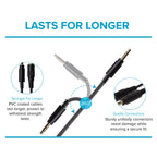 Maplin 3.5mm Aux Stereo 3 Pole TRS Jack Plug to 3.5mm Female Jack Plug Extension Cable - Black - TOYFACTORY