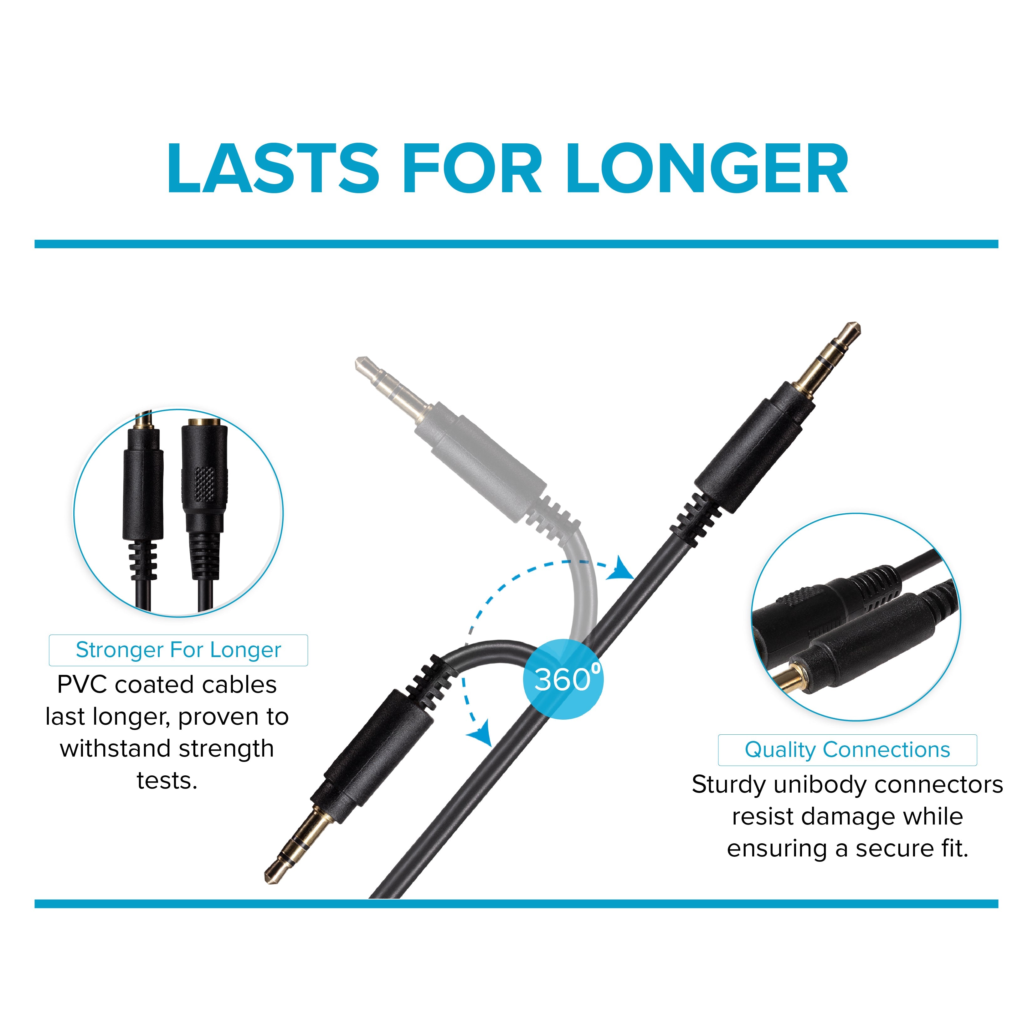 Maplin 3.5mm Aux Stereo 3 Pole TRS Jack Plug to 3.5mm Female Jack Plug Extension Cable - Black - TOYFACTORY