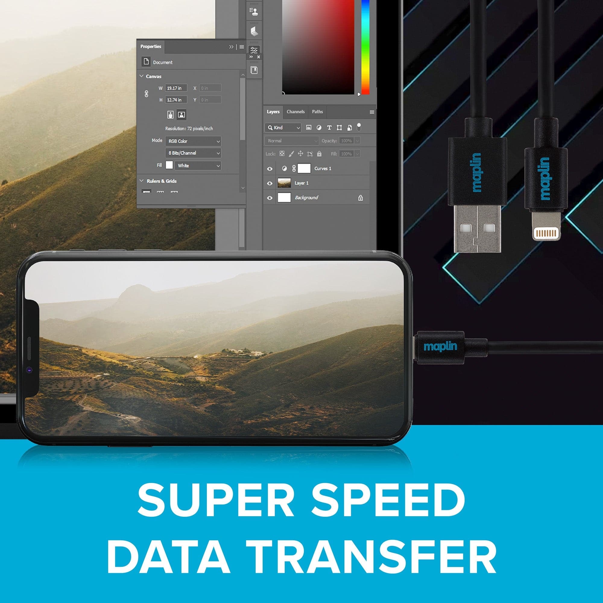 Lightning to USB-A Cable - Black, 0.5m