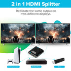 Maplin HDMI Splitter 1 Port In 2 Ports Out 4K Ultra HD @30Hz 10.2Gbps - TOYFACTORY