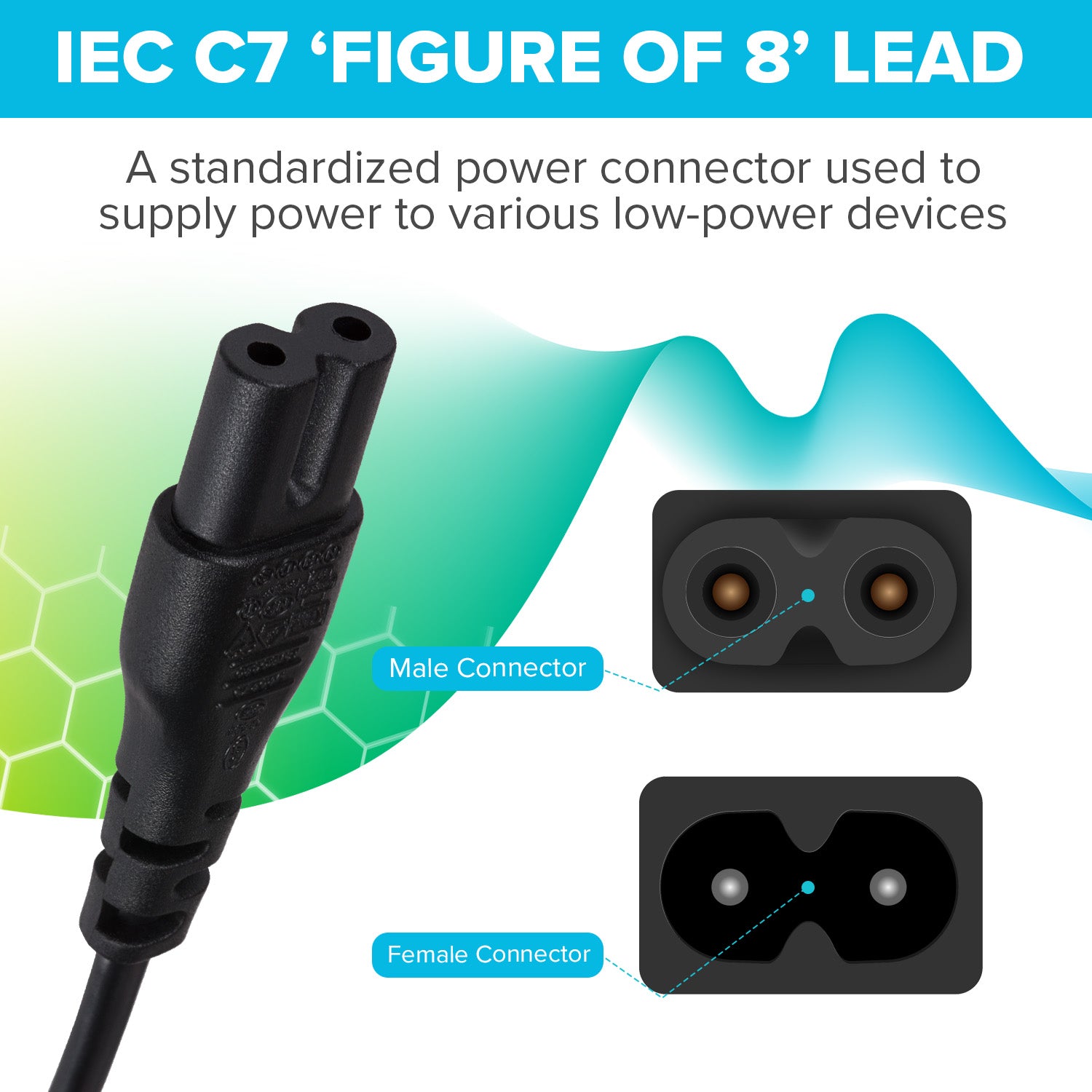 Maplin Power Lead IEC C7 Fig 8 2 Pin Plug to UK 3 Pin Mains Plug - 2m, 3 Amp Fuse - TOYFACTORY