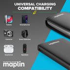 Maplin 10000mAh Slim Power Bank with Integrated Lightning, USB-C, USB-A & Micro USB Cables - TOYFACTORY