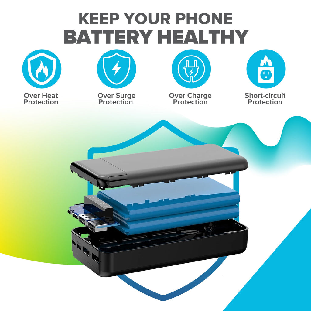 Maplin 20000mAh Portable Power Bank with Integrated USB-C, Micro USB & Lightning Cables - TOYFACTORY