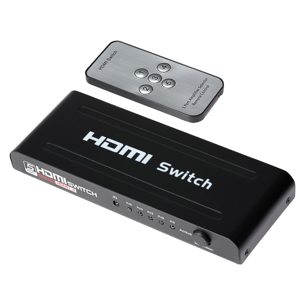 Maplin HDMI Switch 5 Ports In 1 Port Out 4K Ultra HD @30Hz with Remote Control - TOYFACTORY