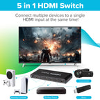 Maplin HDMI Switch 5 Ports In 1 Port Out 4K Ultra HD @30Hz with Remote Control - TOYFACTORY