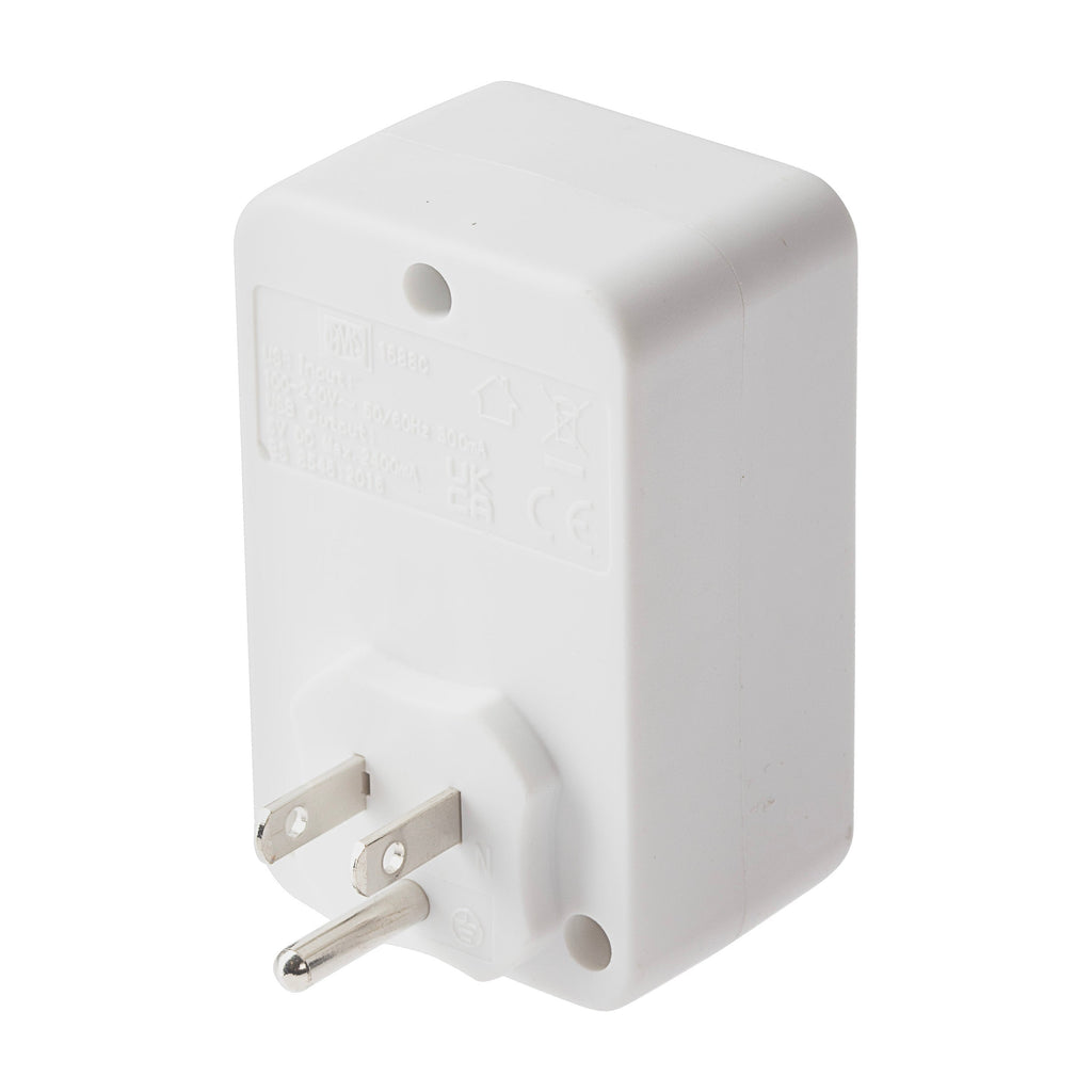 Maplin UK to US Travel Adapter Plug with 2x USB-A - White - TOYFACTORY
