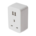 Maplin UK to US Travel Adapter Plug with 2x USB-A - White - TOYFACTORY