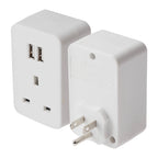 Maplin UK to US Travel Adapter Plug with 2x USB-A - White - TOYFACTORY