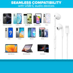 Maplin Wired USB-C Earbuds with Hands Free Calling & Volume Button - White - TOYFACTORY