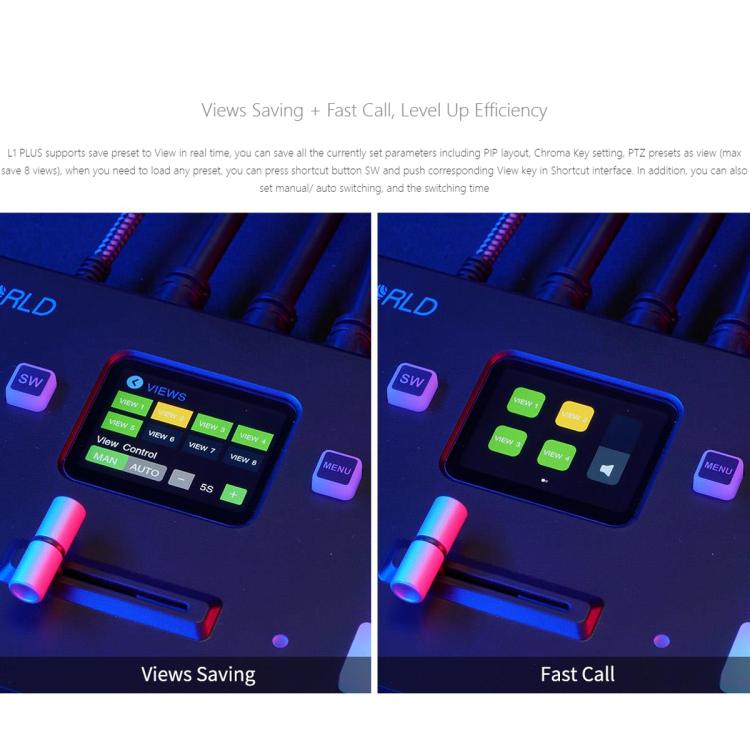 FEELWORLD L1 PLUS Multi-camera Video Mixer Switcher Touch Screen PTZ Control USB3.0 Fast Streaming Switcher (EU Plug)