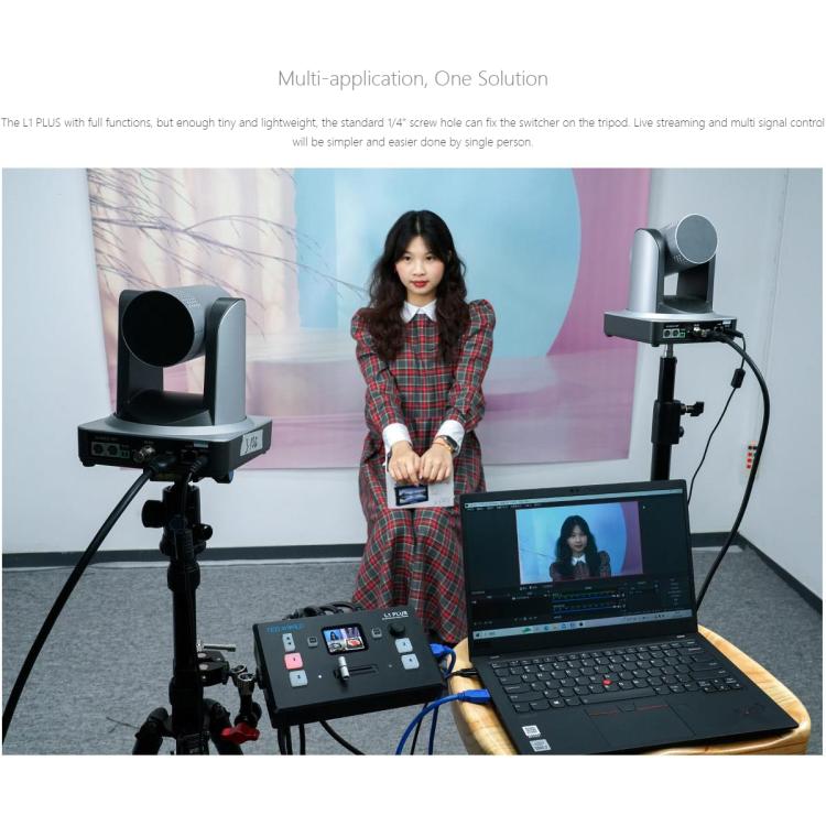 FEELWORLD L1 PLUS Multi-camera Video Mixer Switcher Touch Screen PTZ Control USB3.0 Fast Streaming Switcher (EU Plug)