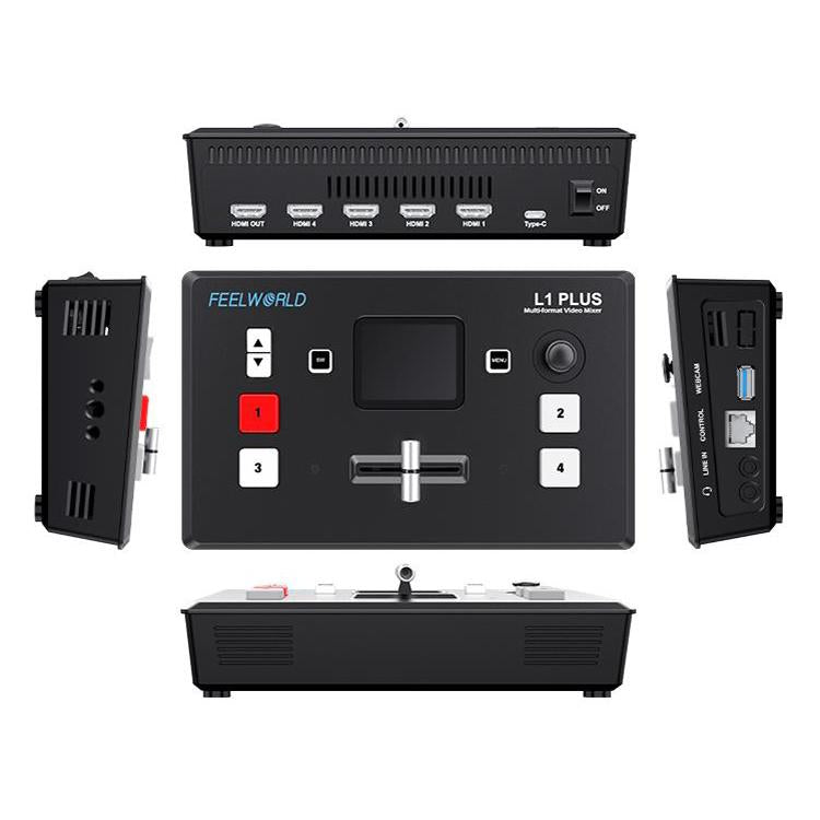 FEELWORLD L1 PLUS Multi-camera Video Mixer Switcher Touch Screen PTZ Control USB3.0 Fast Streaming Switcher (UK Plug)