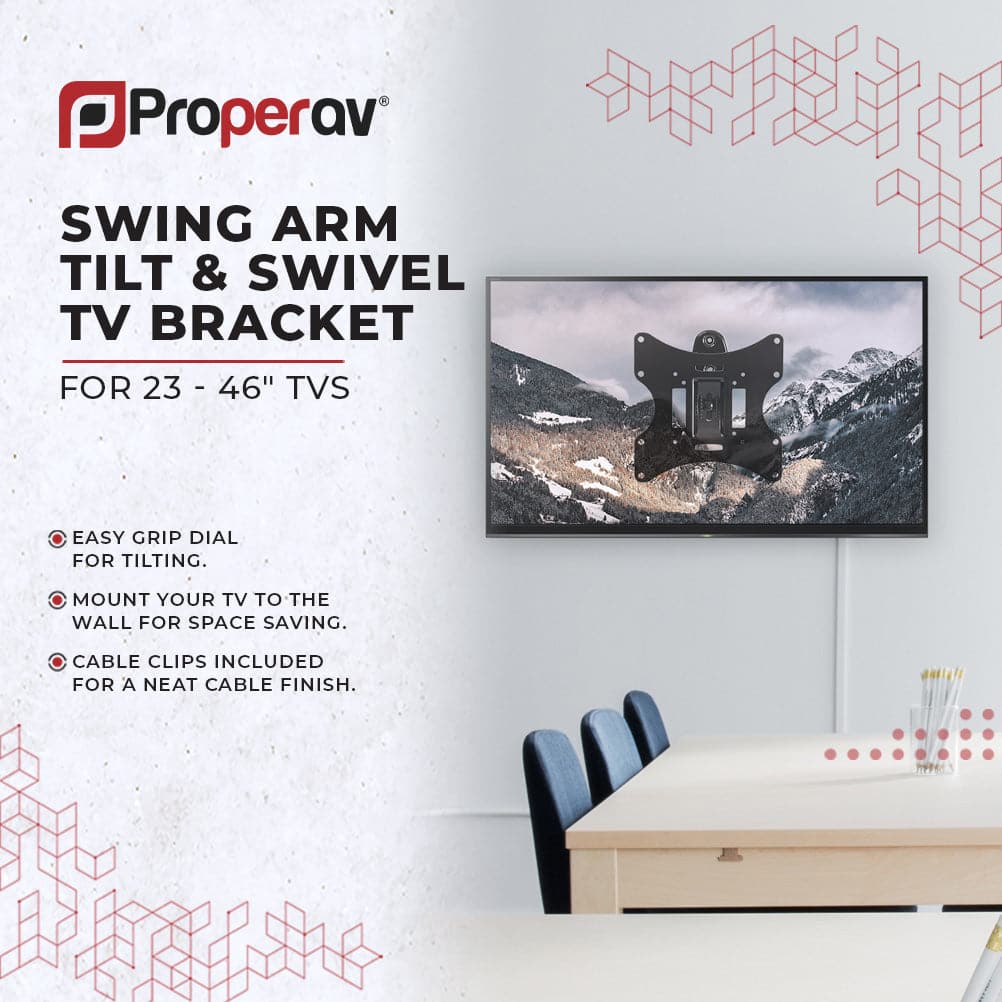 ProperAV TV Wall Bracket (23" - 43" / 30kg Capacity / VESA Max. 200x200) - Black - TOYFACTORY