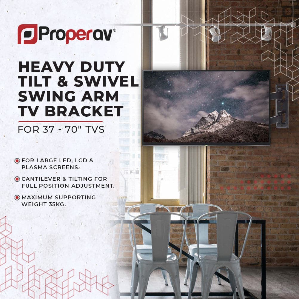 ProperAV TV Wall Bracket (37" - 70" / 35kg Capacity / VESA Max. 600x400) - Black - TOYFACTORY