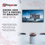 ProperAV TV Wall Bracket (23" - 43" / 30kg Capacity / VESA Max. 200x200) - TOYFACTORY
