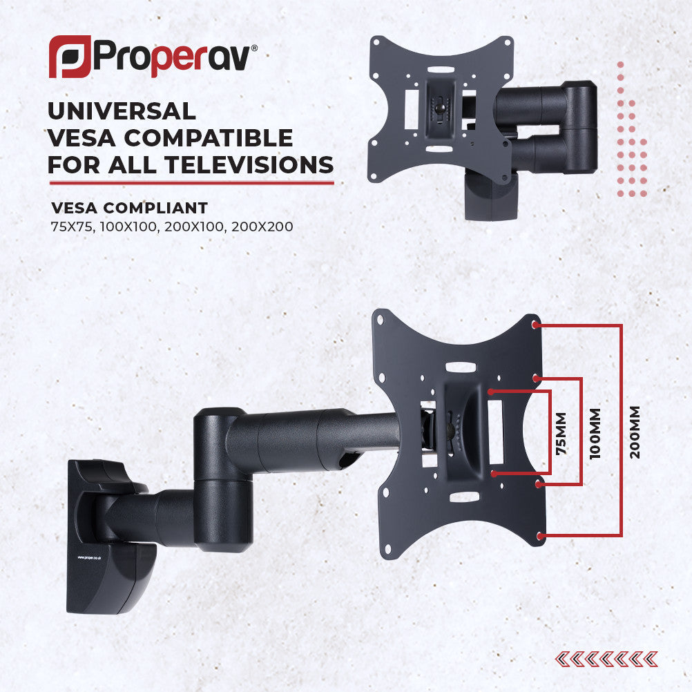 ProperAV TV Wall Bracket (23" - 43" / 30kg Capacity / VESA Max. 200x200) - TOYFACTORY