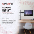 ProperAV Desk Monitor Mount 17" - 34" Swing Arm VESA Max 100x100 - TOYFACTORY