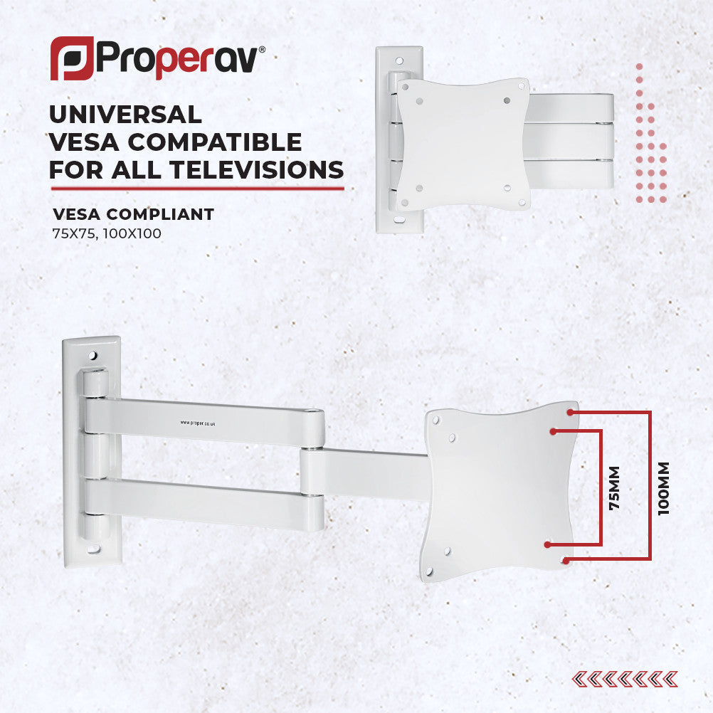 ProperAV TV Wall Bracket (13" - 28" / 15kg Capacity / VESA Max. 100x100) - TOYFACTORY