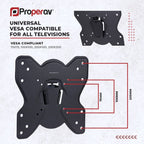 ProperAV Flat TV Wall Bracket (23" - 43" / 25kg Capacity / VESA Max. 200x200) - Black - TOYFACTORY