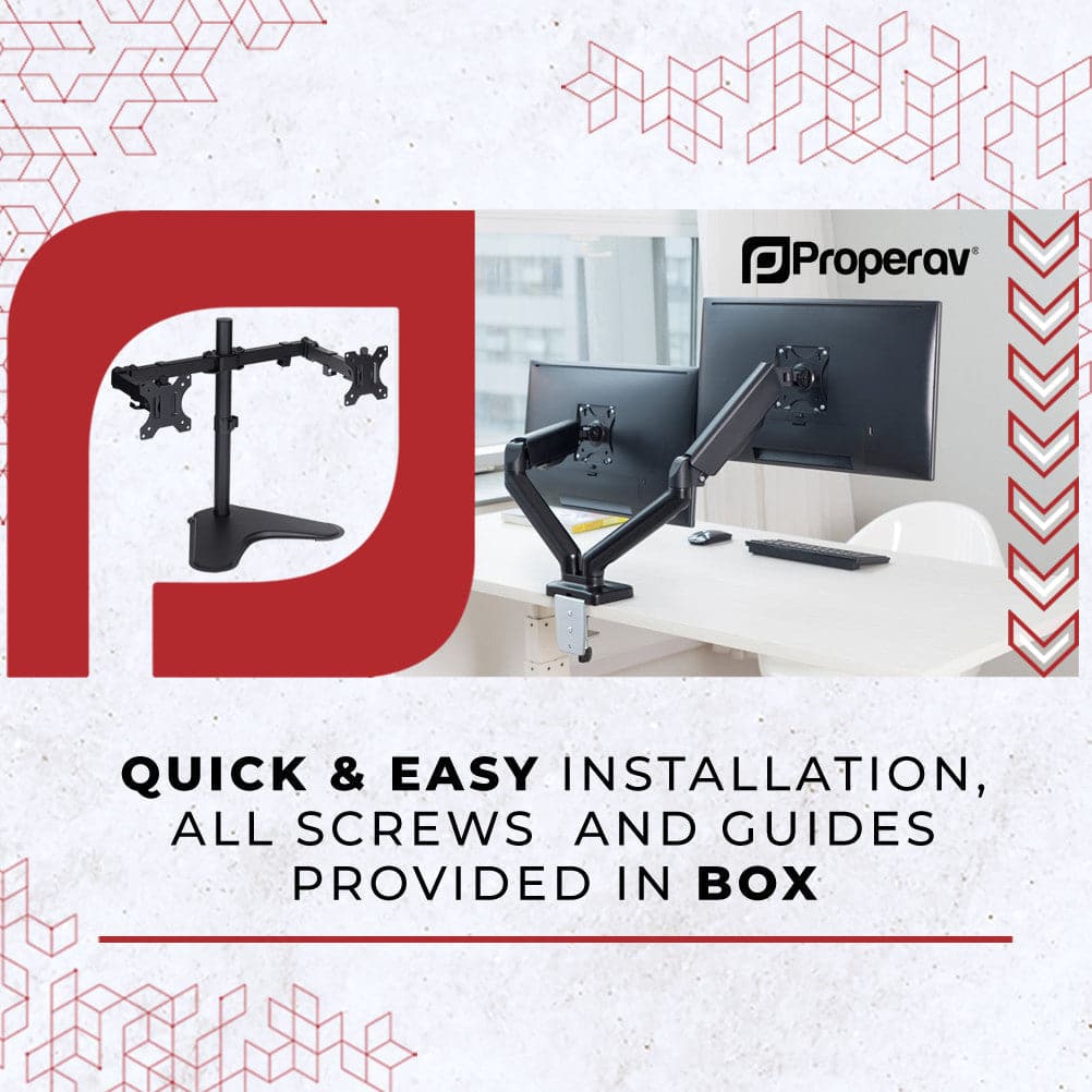 ProperAV Desk Monitor Mount 17" - 34" Dual Swing Arm Freestanding Base VESA Max 100x100 - TOYFACTORY