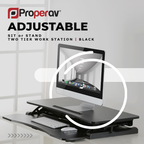 ProperAV Two Tier Worktop Stand Up Desk Converter with Gas Spring Lift & Variable Height Settings - Black - TOYFACTORY