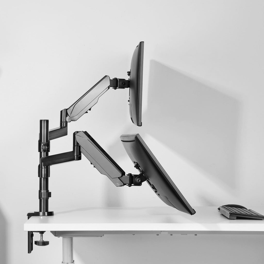 ProperAV Desk Monitor Mount 17" - 32" Extra Height Dual Articulated Swing Arm VESA Max 100x100 - TOYFACTORY