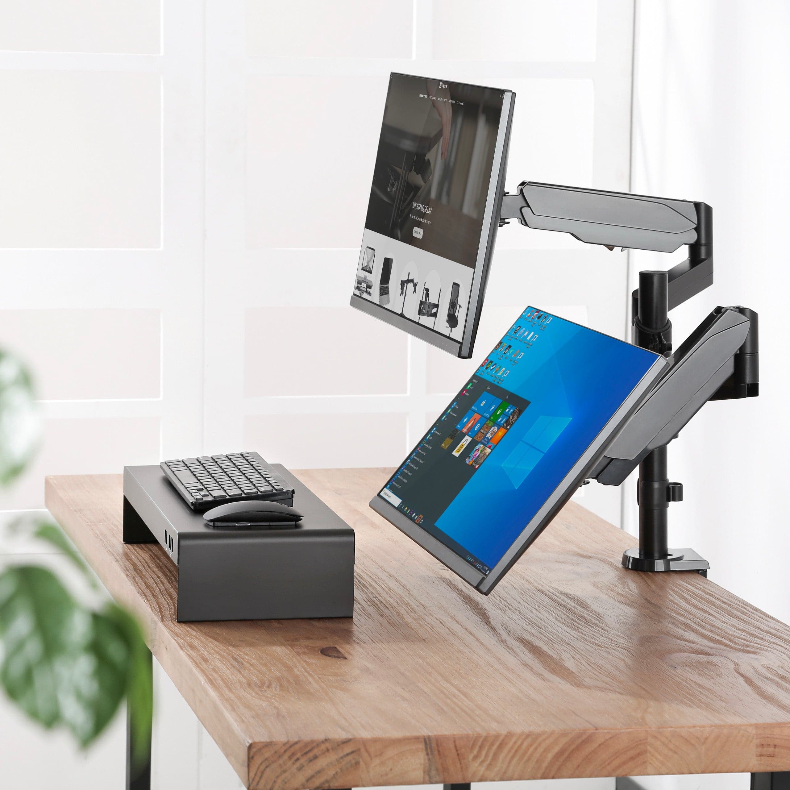 ProperAV Desk Monitor Mount 17" - 32" Extra Height Dual Articulated Swing Arm VESA Max 100x100 - TOYFACTORY