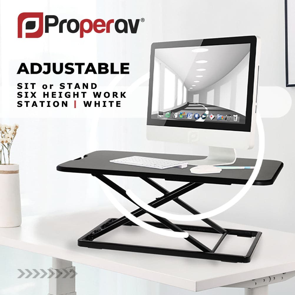 ProperAV LITE Stand Up Desk Converter with Variable Height Settings - Black - TOYFACTORY