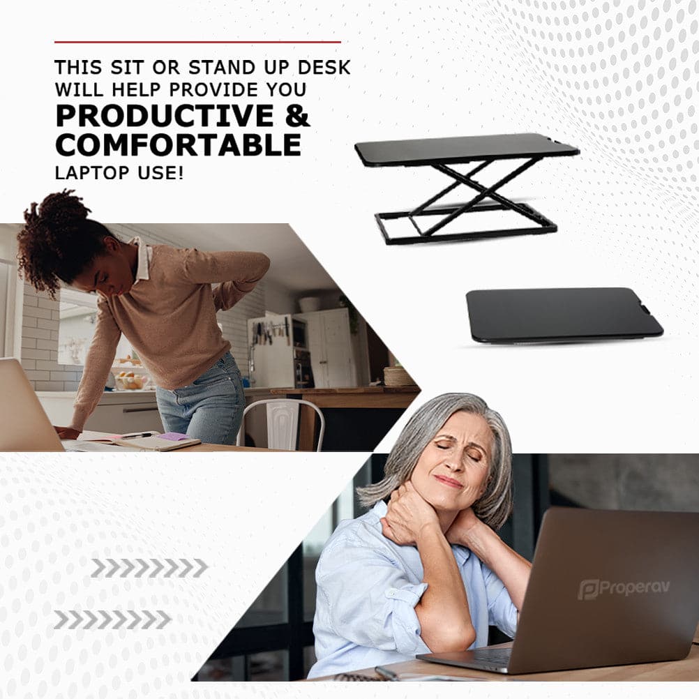 ProperAV LITE Stand Up Desk Converter with Variable Height Settings - Black - TOYFACTORY