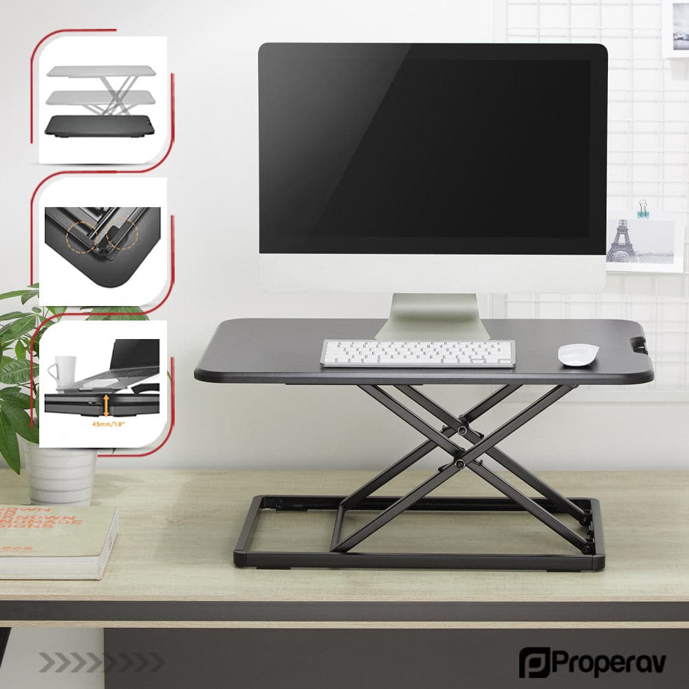 ProperAV LITE Stand Up Desk Converter with Variable Height Settings - Black - TOYFACTORY
