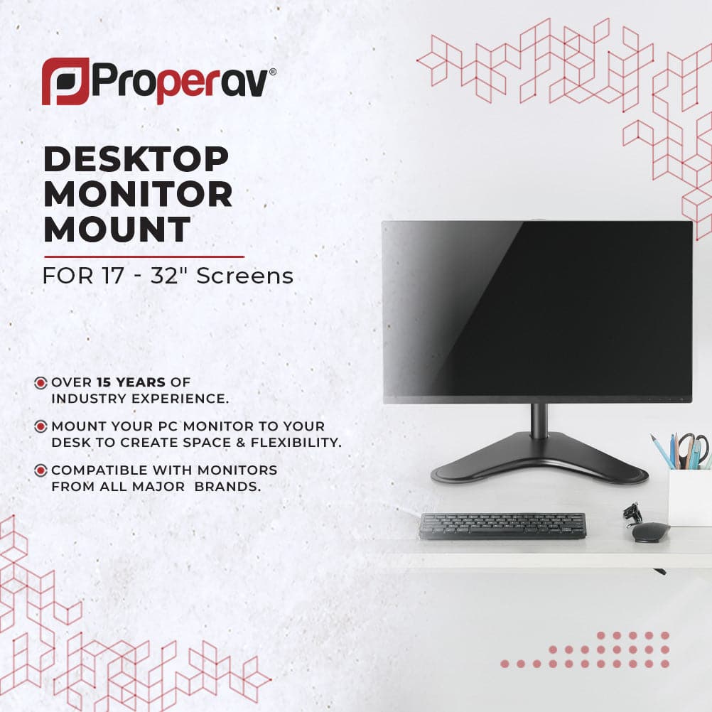 ProperAV Desk Monitor Mount 17" - 34" Freestanding Base VESA Max 100x100 - TOYFACTORY