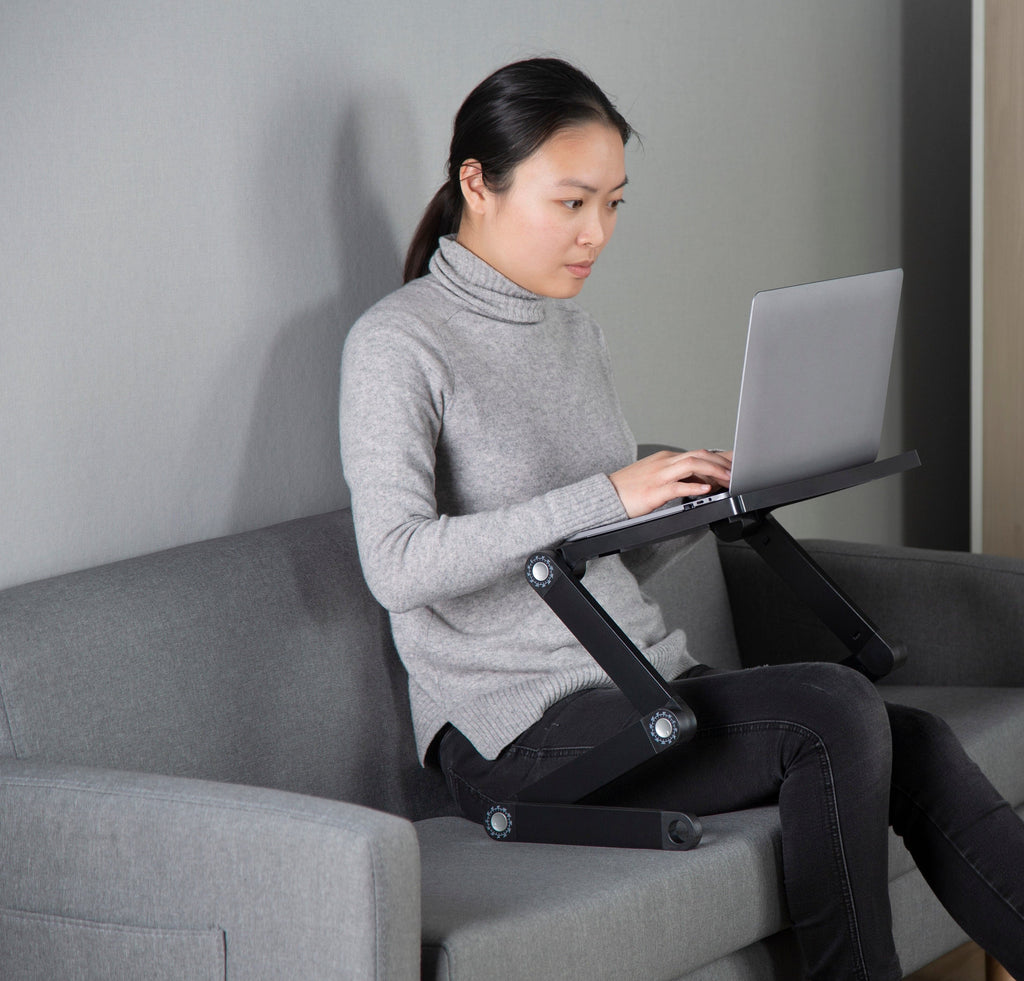 ProperAV Laptop Stand for Bed / Sofa / Desk with Adjustable Legs & Mouse Pad - Black - TOYFACTORY