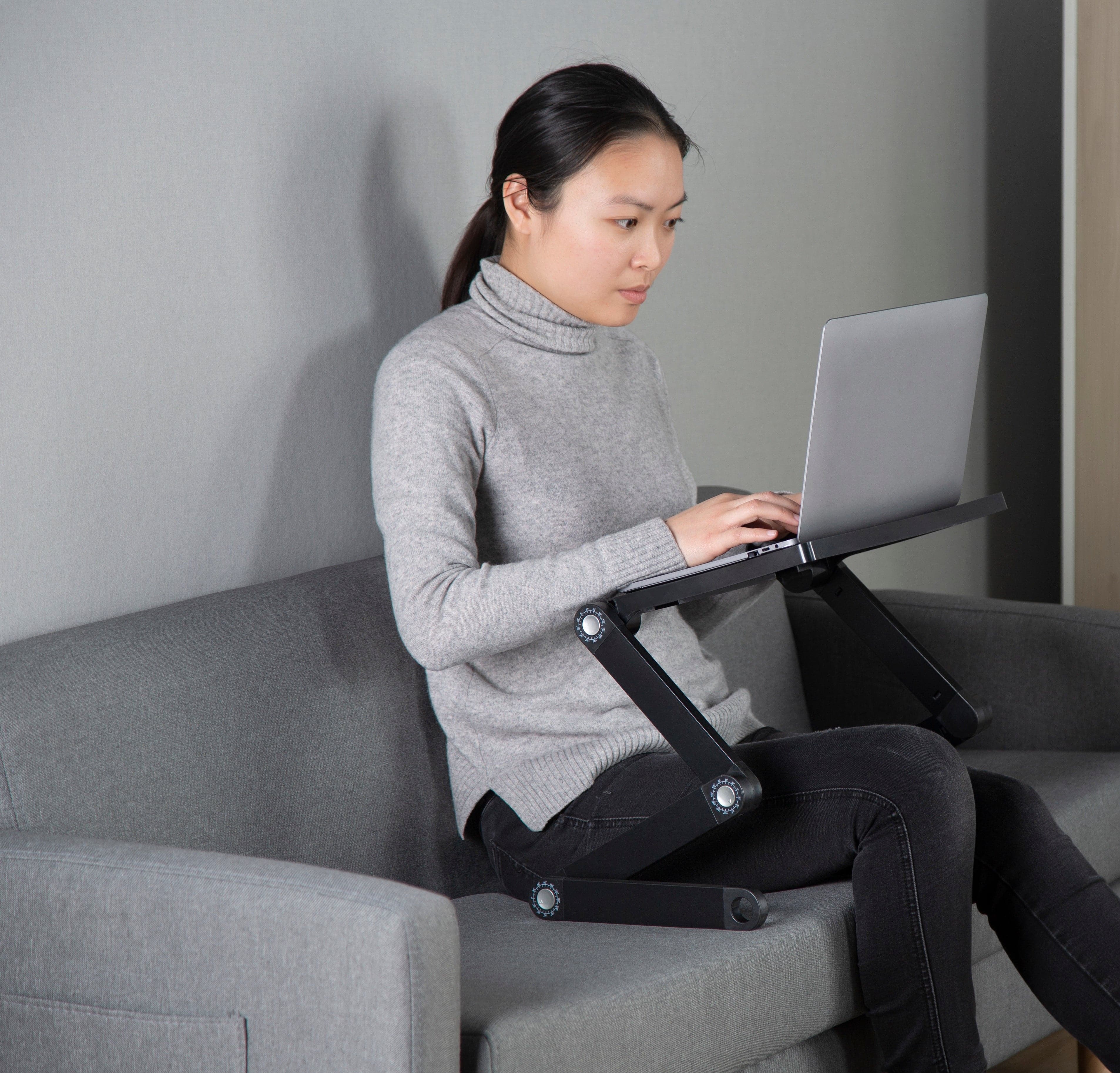 ProperAV Laptop Stand for Bed / Sofa / Desk with Adjustable Legs & Mouse Pad - Black - TOYFACTORY