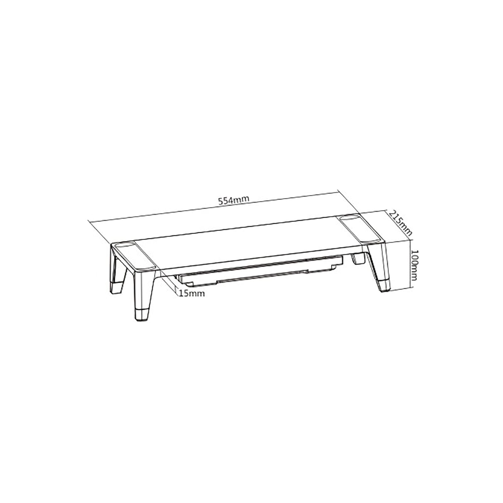 ProperAV Monitor Riser Stand with Height Adjustable with Drawer - Wood Effect