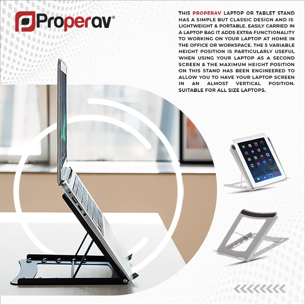 ProperAV Steel Construction Laptop or Tablet Stand with 5 Adjustable Settings - TOYFACTORY