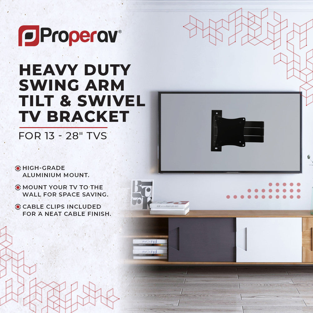 ProperAV TV Wall Bracket (13" - 28" / 15kg Capacity / VESA Max. 100x100) - TOYFACTORY