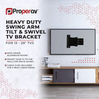 ProperAV TV Wall Bracket (13" - 28" / 15kg Capacity / VESA Max. 100x100) - TOYFACTORY