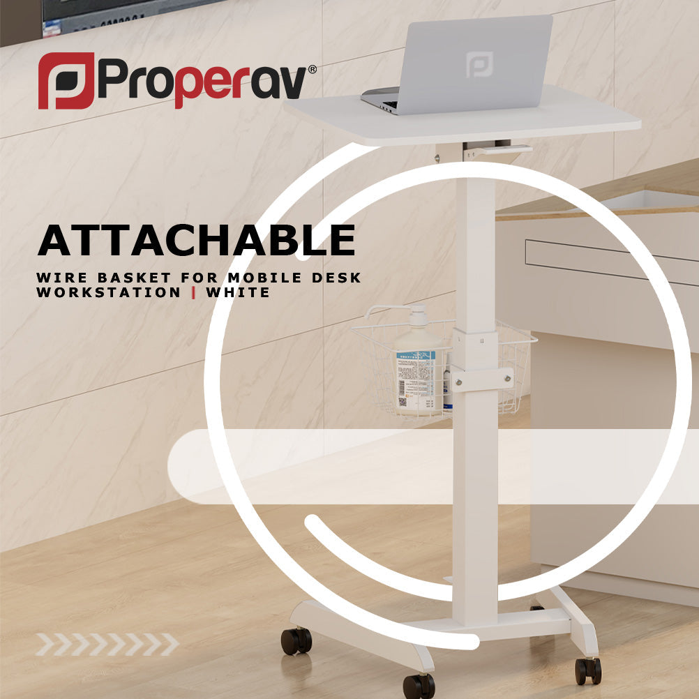 ProperAV Wire Basket for Mobile Desk Trolley Workstations