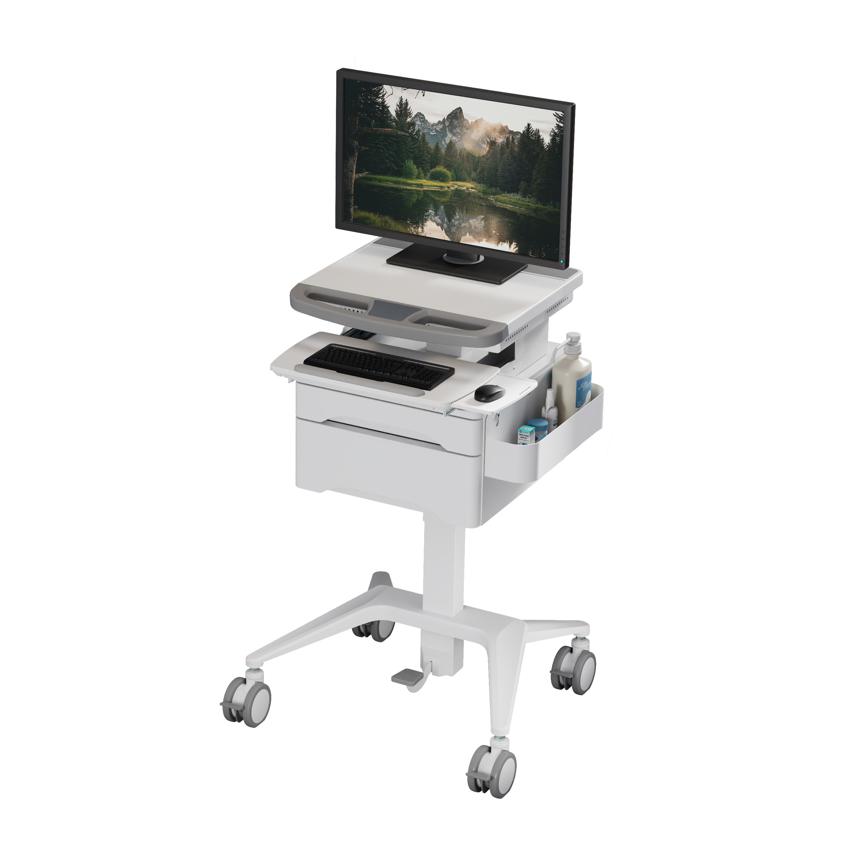 ProperAV Mobile Workstation Trolley Cart with Drawers