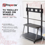 ProperAV Mobile TV Trolley Stand on Wheels for 37" - 100" Screens (150kg Capacity / VESA Max. 800x600)